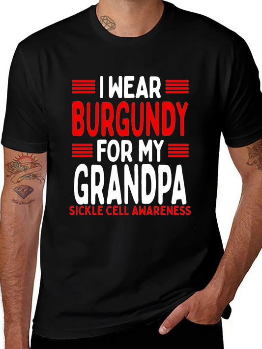 Burgundy for My Grandpa Sickle Cell Awareness T-Shirt