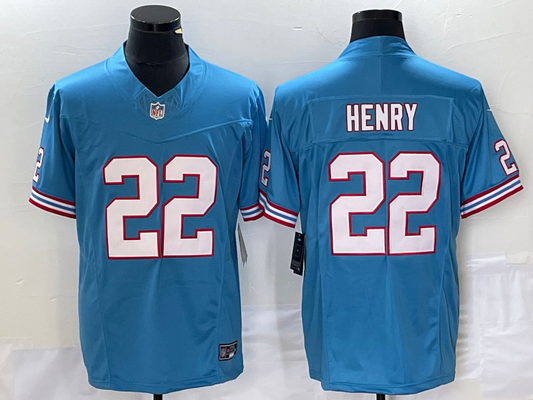 Men's Tennessee Titans Derrick Henry #22 Light Blue Oilers Throwback Vapor F.U.S.E. Limited Jerseys