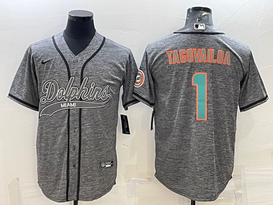 Men's Miami Dolphins Tua Tagovailoa #1 Gray Game Jerseys Joint Edition