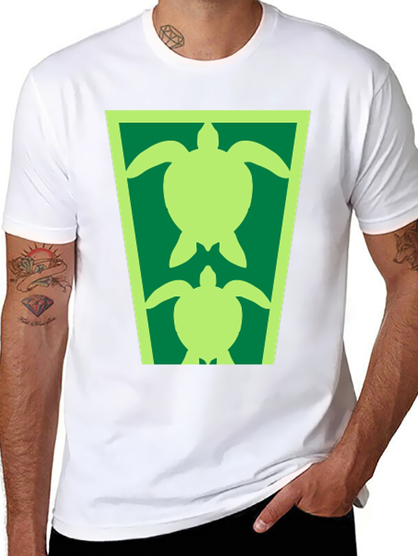 Turtle Graphic Tee - Black Cotton Blend