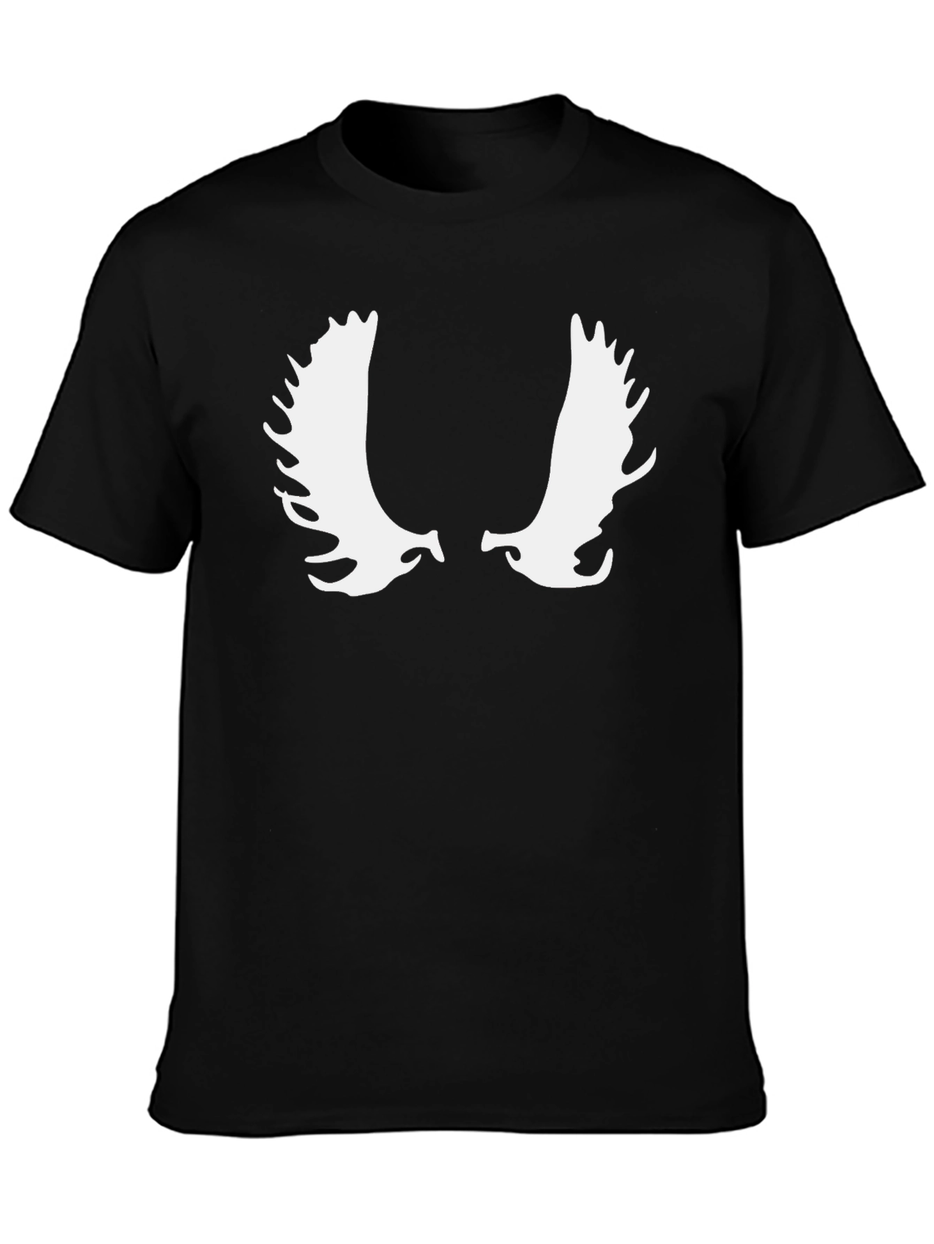 Moose Antler Graphic Tee - Black Cotton Casual T-Shirt