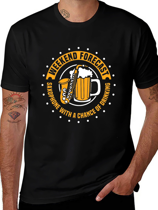 Weekend Forecast Saxophone and Drinking T-Shirt