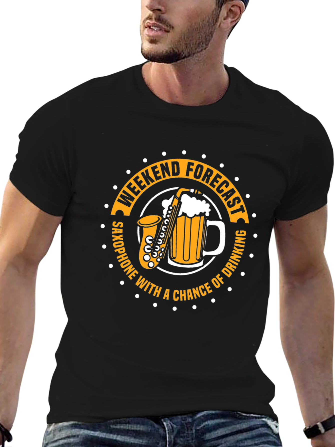 Weekend Forecast Saxophone and Drinking T-Shirt