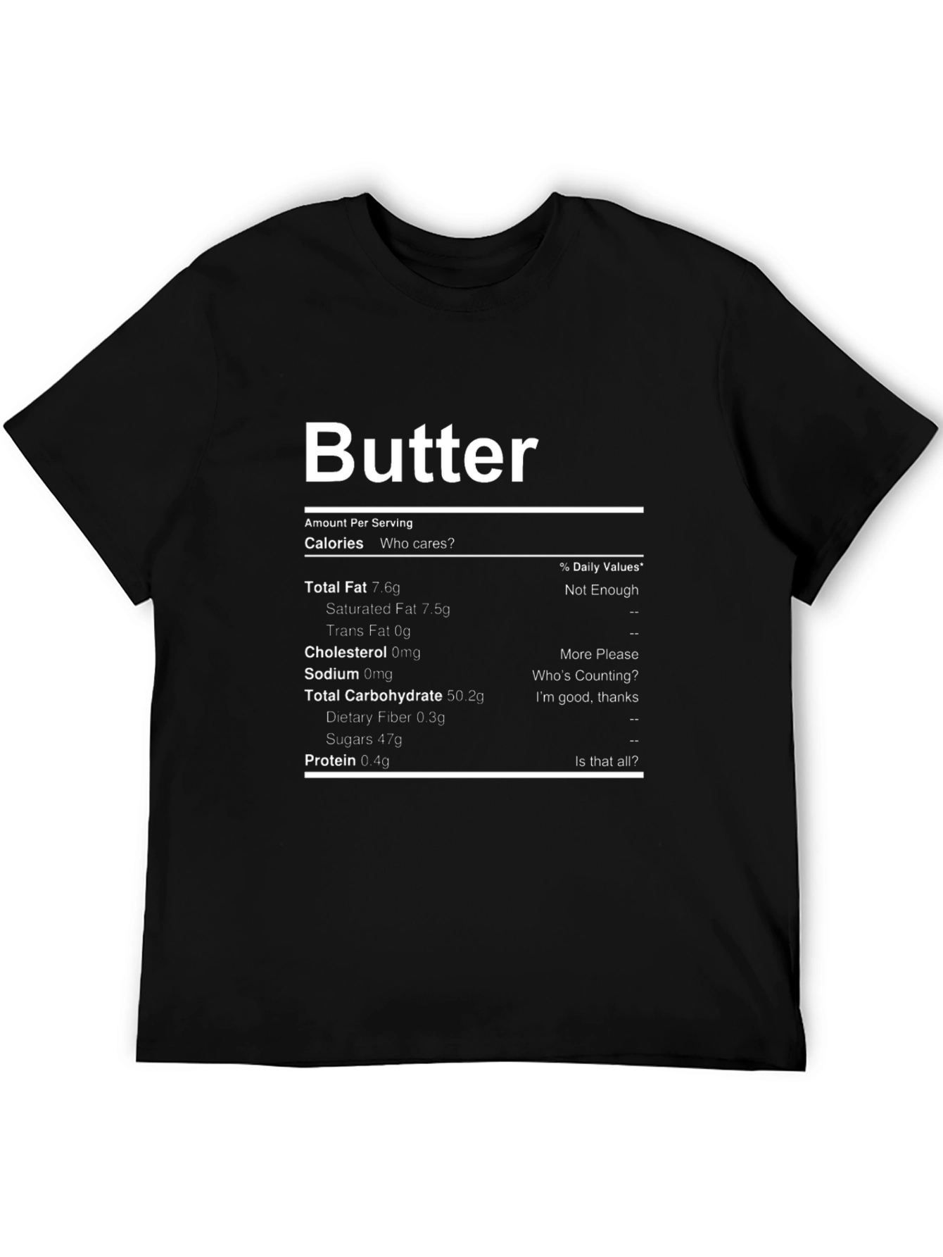 Butter Nutrition Facts Funny Graphic T-Shirt