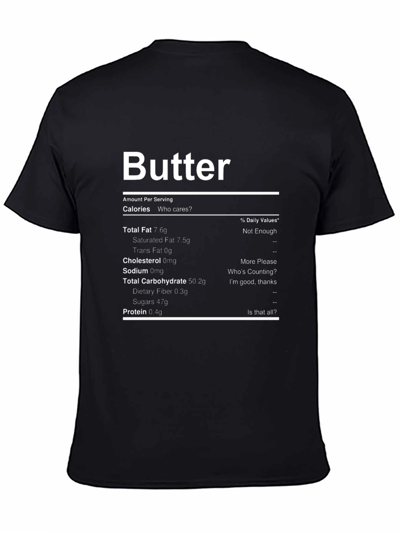 Butter Nutrition Facts Funny Graphic T-Shirt