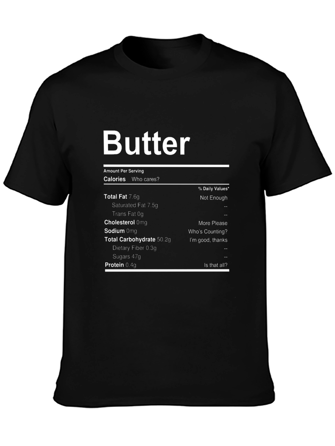 Butter Nutrition Facts Funny Graphic T-Shirt