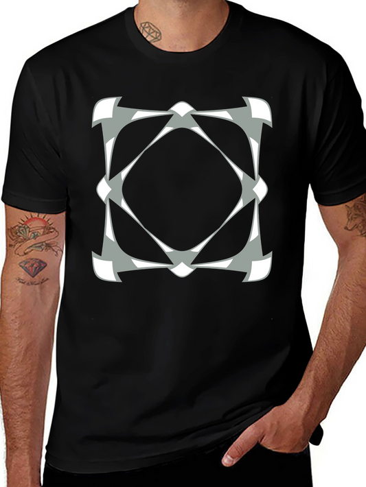 Geometric Diamond Pattern Black Tee