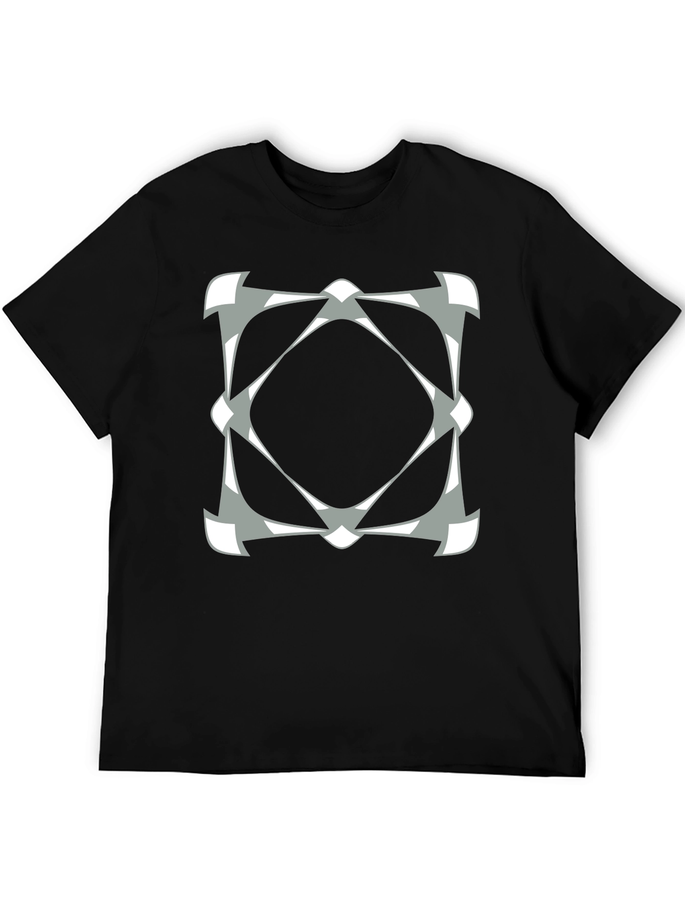 Geometric Diamond Pattern Black Tee