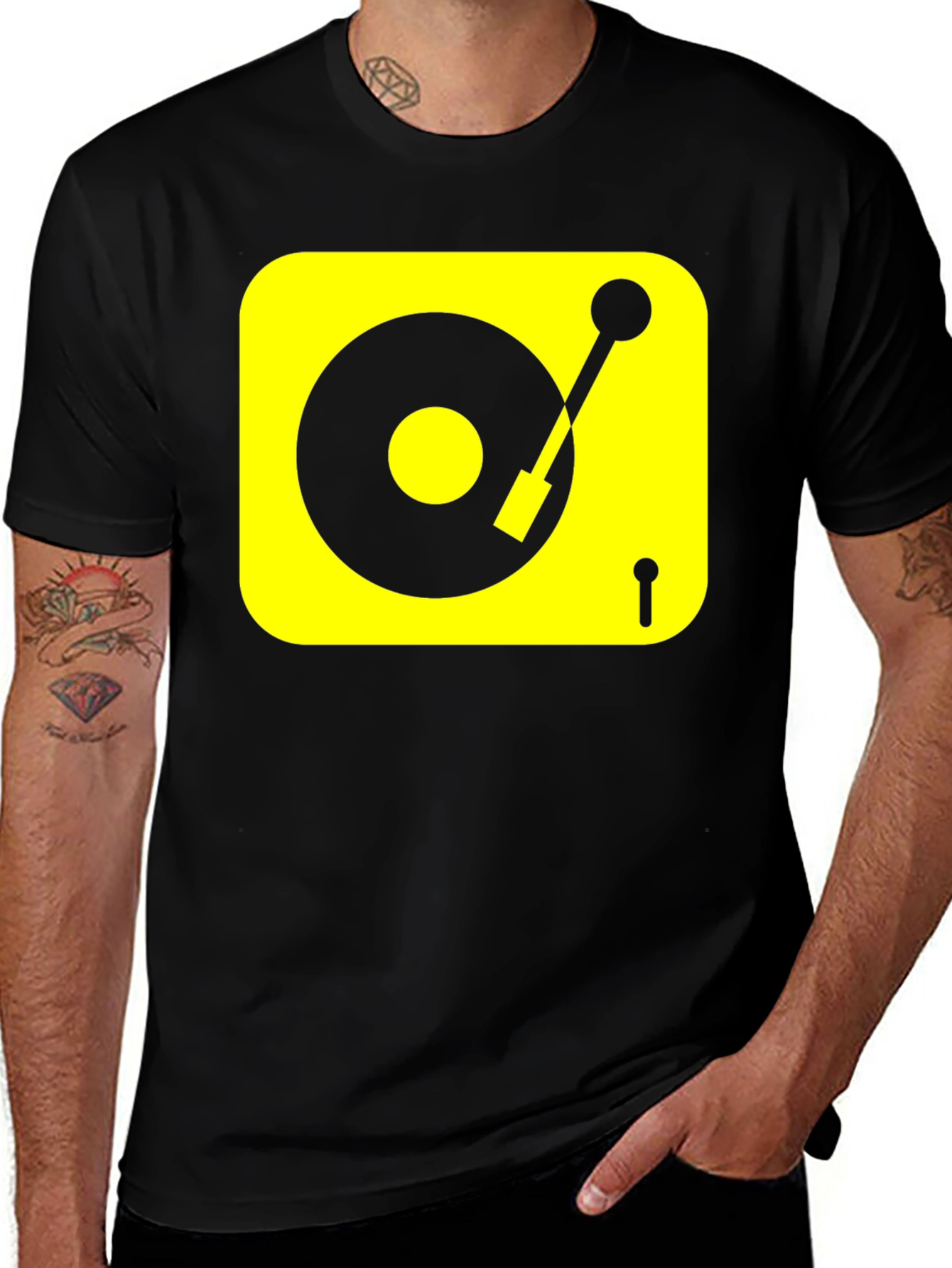DJ Turntable Graphic Tee - Black