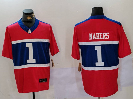 Men's New York Giants Malik Nabers #1 Century Red Alternate Game Jerseys