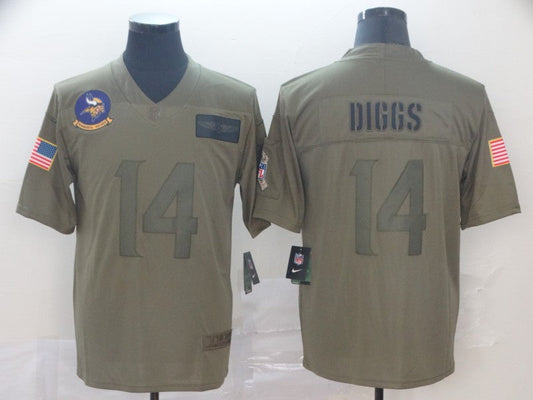 Men's Minnesota Vikings Stefon Diggs #14 Brown Game Jerseys