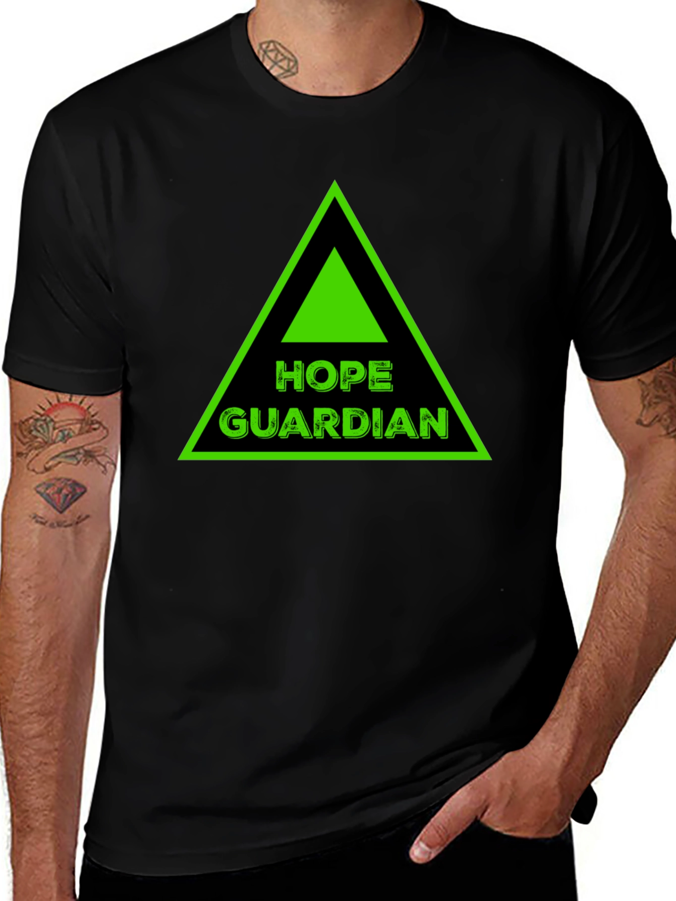 Hope Guardian Graphic Tee - Black Cotton T-Shirt