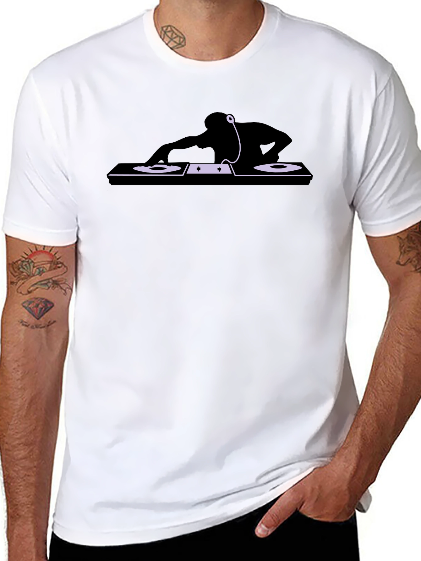 DJ Turntable Graphic Tee - Black Casual Shirt