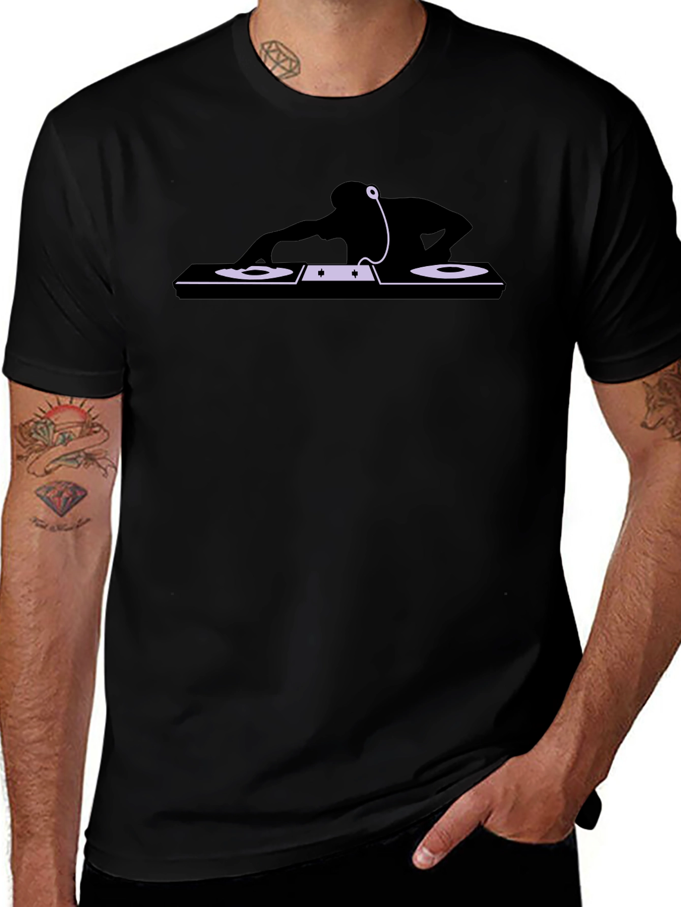 DJ Turntable Graphic Tee - Black Casual Shirt