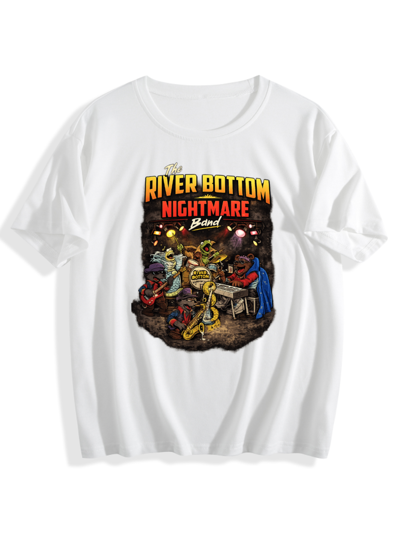 The River Bottom Nightmare Band Vintage Graphic T-Shirt – 220G Heavyweight Cotton Retro Music Tee