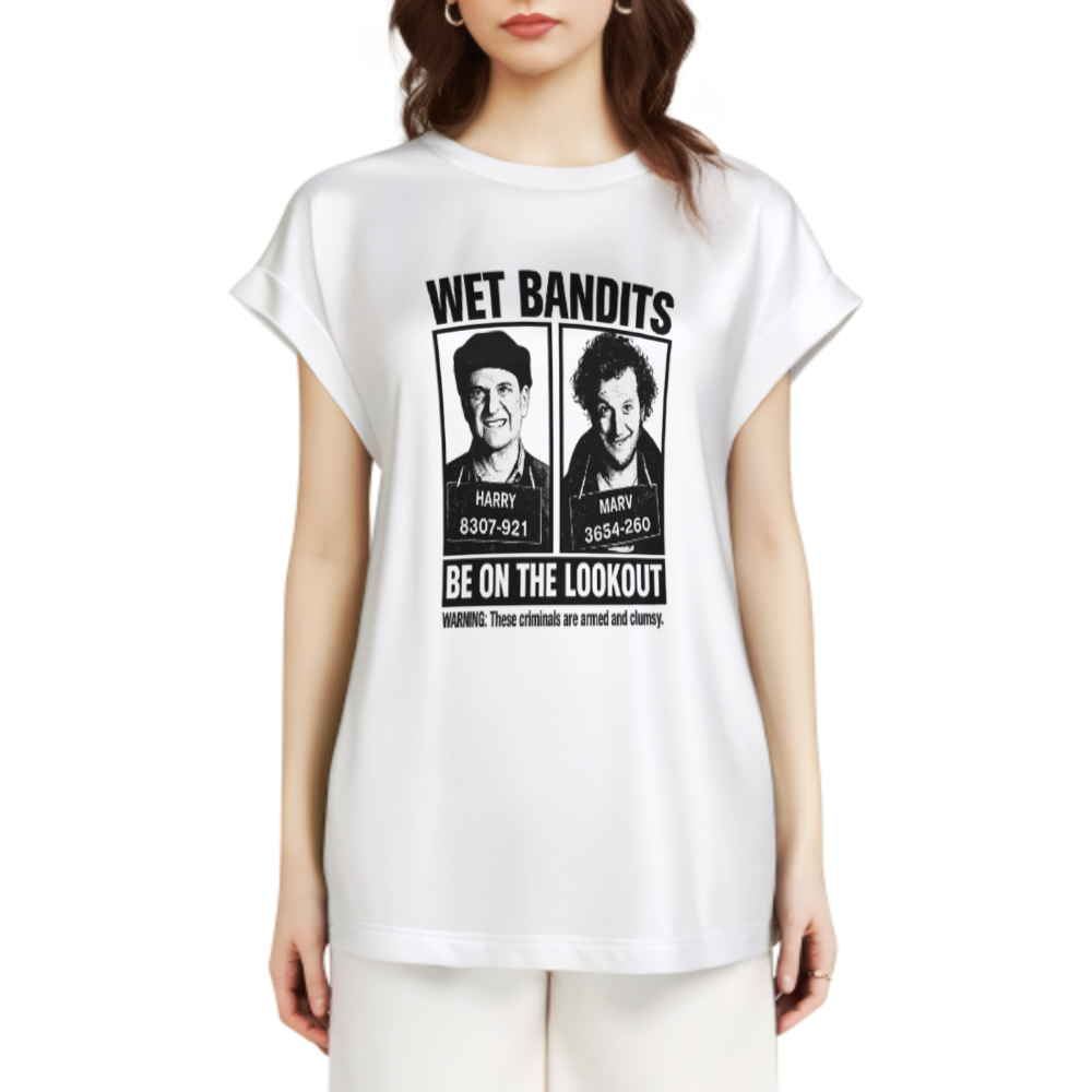Wet Bandits Retro Movie Graphic Oversized T-Shirt – Vintage Comedy Streetwear Tee(z285)