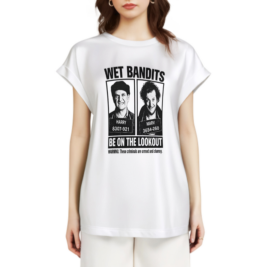 Wet Bandits Retro Movie Graphic Oversized T-Shirt – Vintage Comedy Streetwear Tee(z285)
