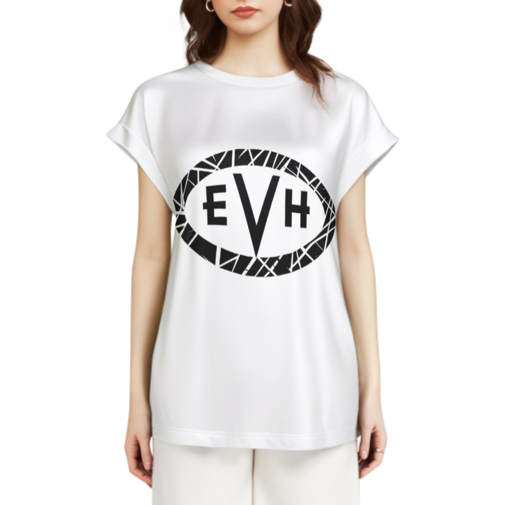 EVH Inspired Retro Guitar Logo Oversized T-Shirt – Rock Music Streetwear Graphic Tee(z290)