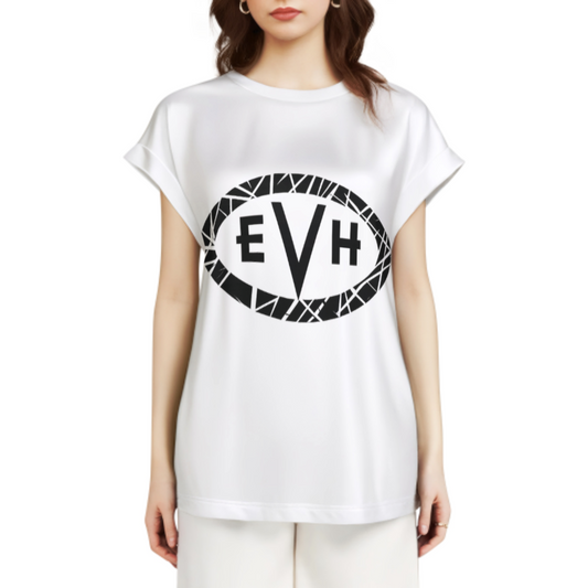 EVH Inspired Retro Guitar Logo Oversized T-Shirt – Rock Music Streetwear Graphic Tee(z290)