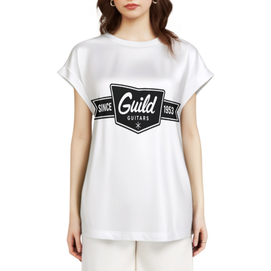 Guild Guitars Vintage Logo Oversized T-Shirt – Classic Musician Streetwear Tee(z289)