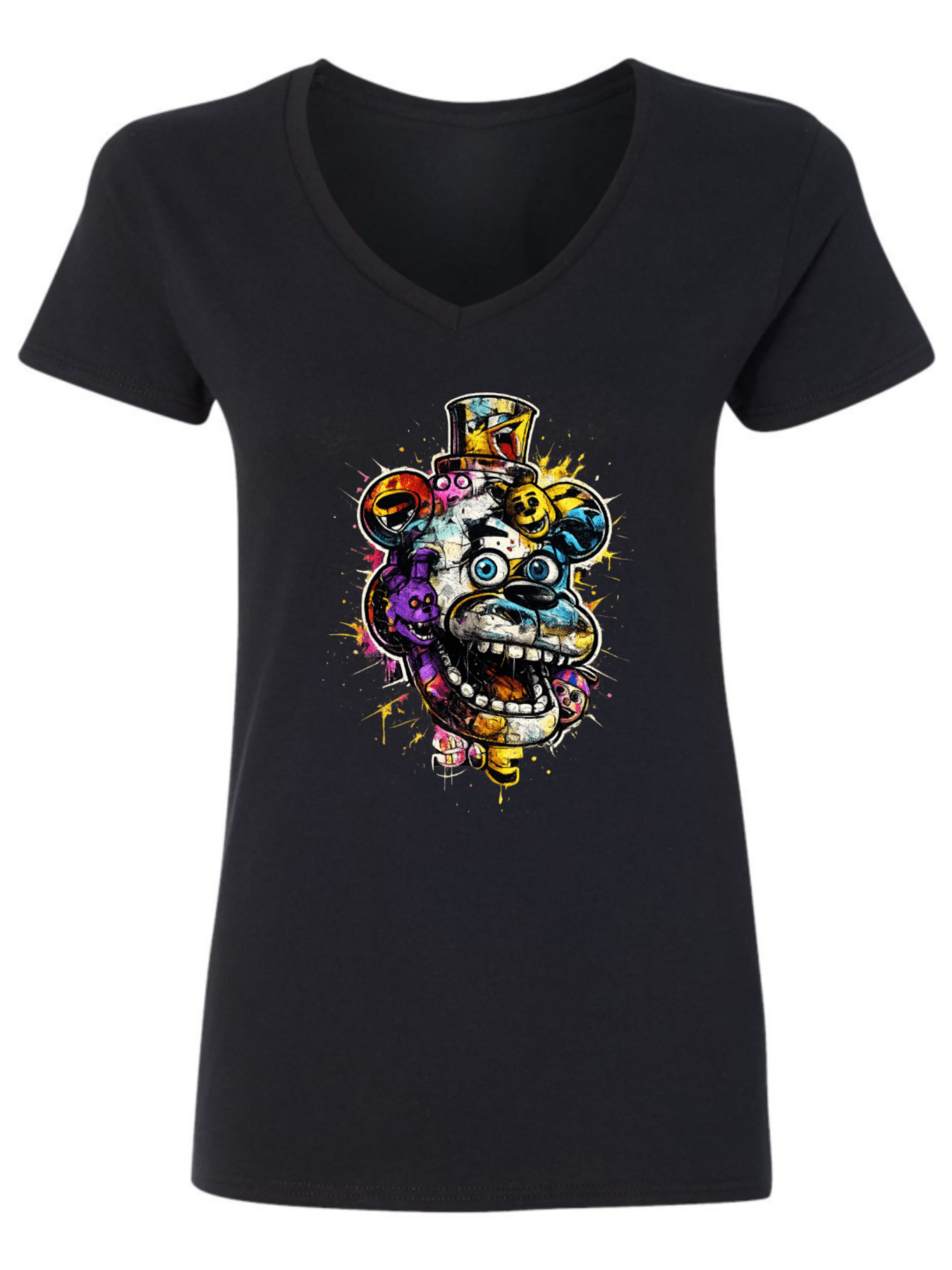 Women’s Vintage Horror Animatronic Graphic T-Shirt – Retro Streetwear Cotton Tee（hj35）