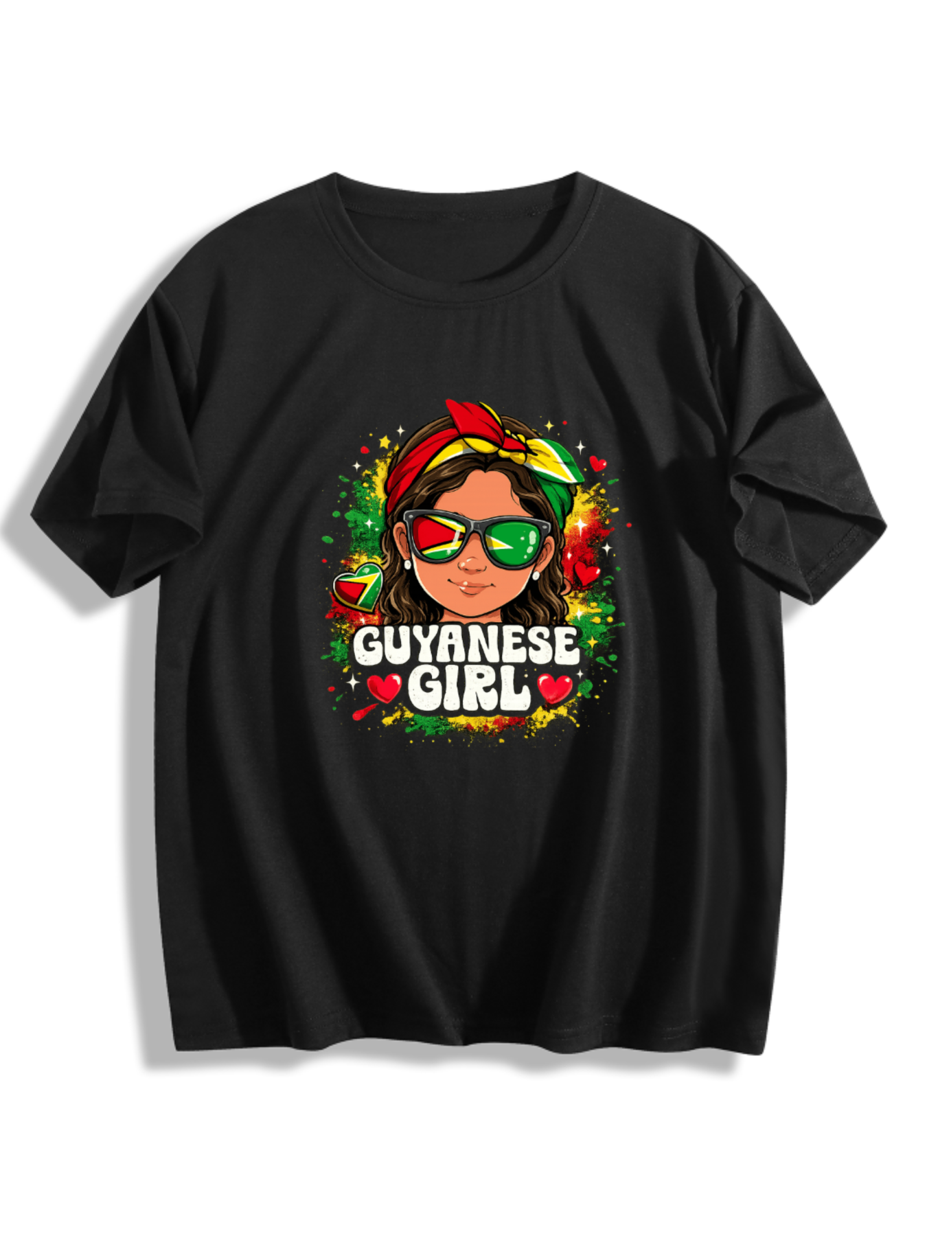 Guyanese Girl Graphic T-Shirt – 100% Pure Cotton Casual Summer Tee(hj43)