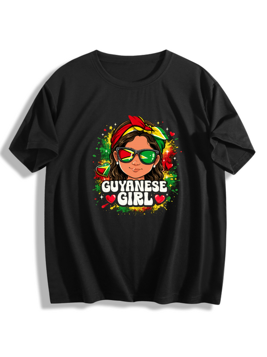 Guyanese Girl Graphic T-Shirt – 100% Pure Cotton Casual Summer Tee(hj43)