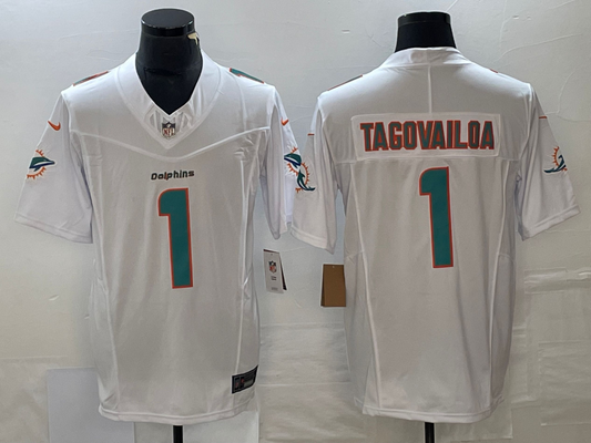 Men's Miami Dolphins Tua Tagovailoa #1 White Aqua Legend Jerseys