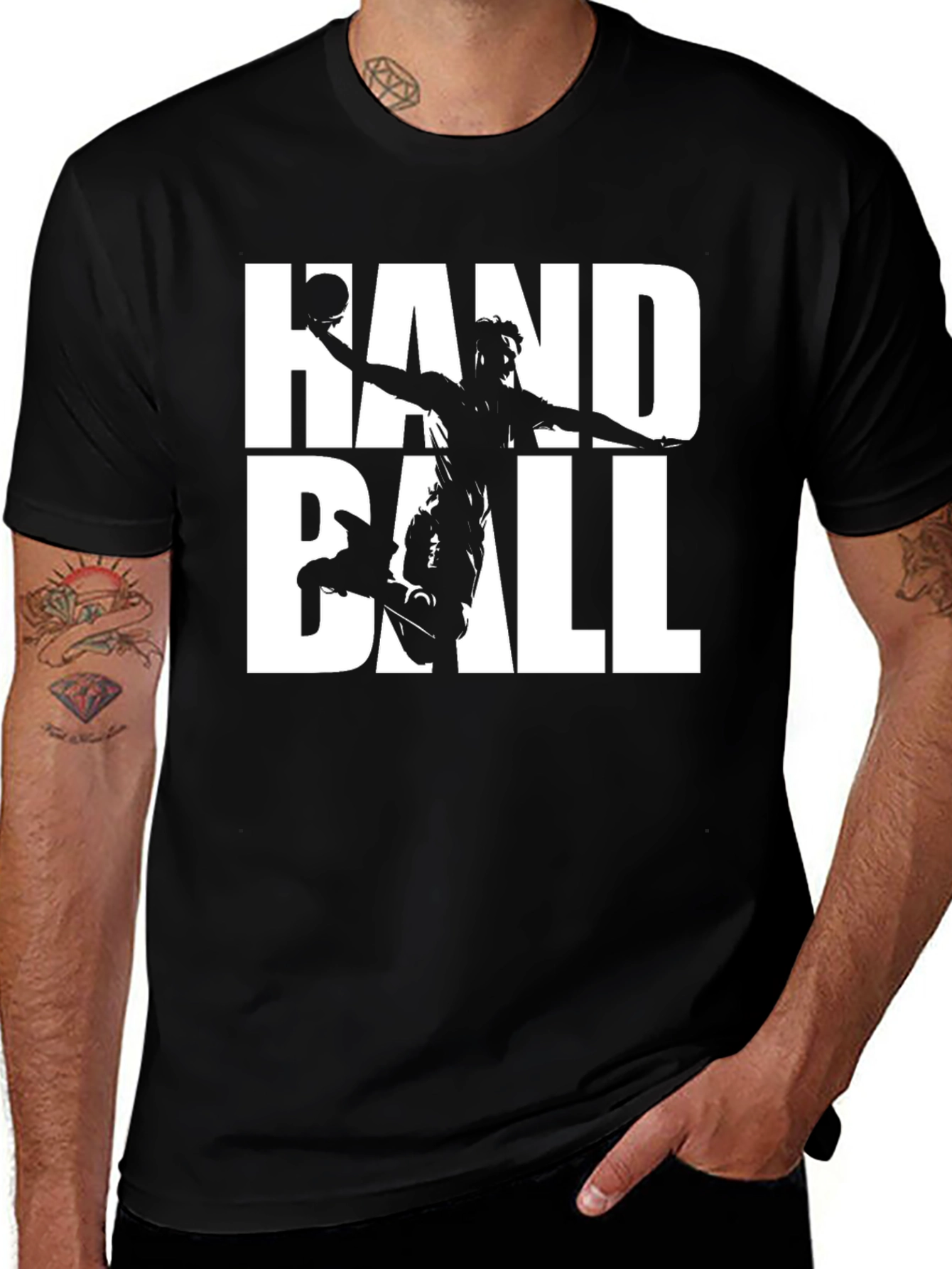 Handball Graphic T-Shirt - Black Cotton Tee