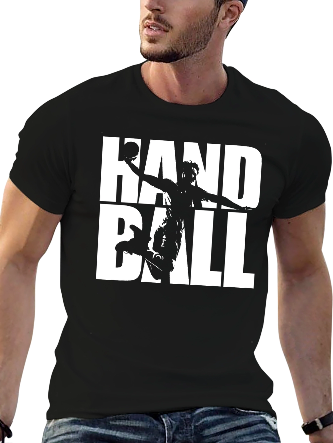 Handball Graphic T-Shirt - Black Cotton Tee