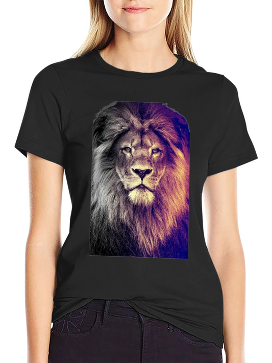 Lion Graphic Print Black T-Shirt