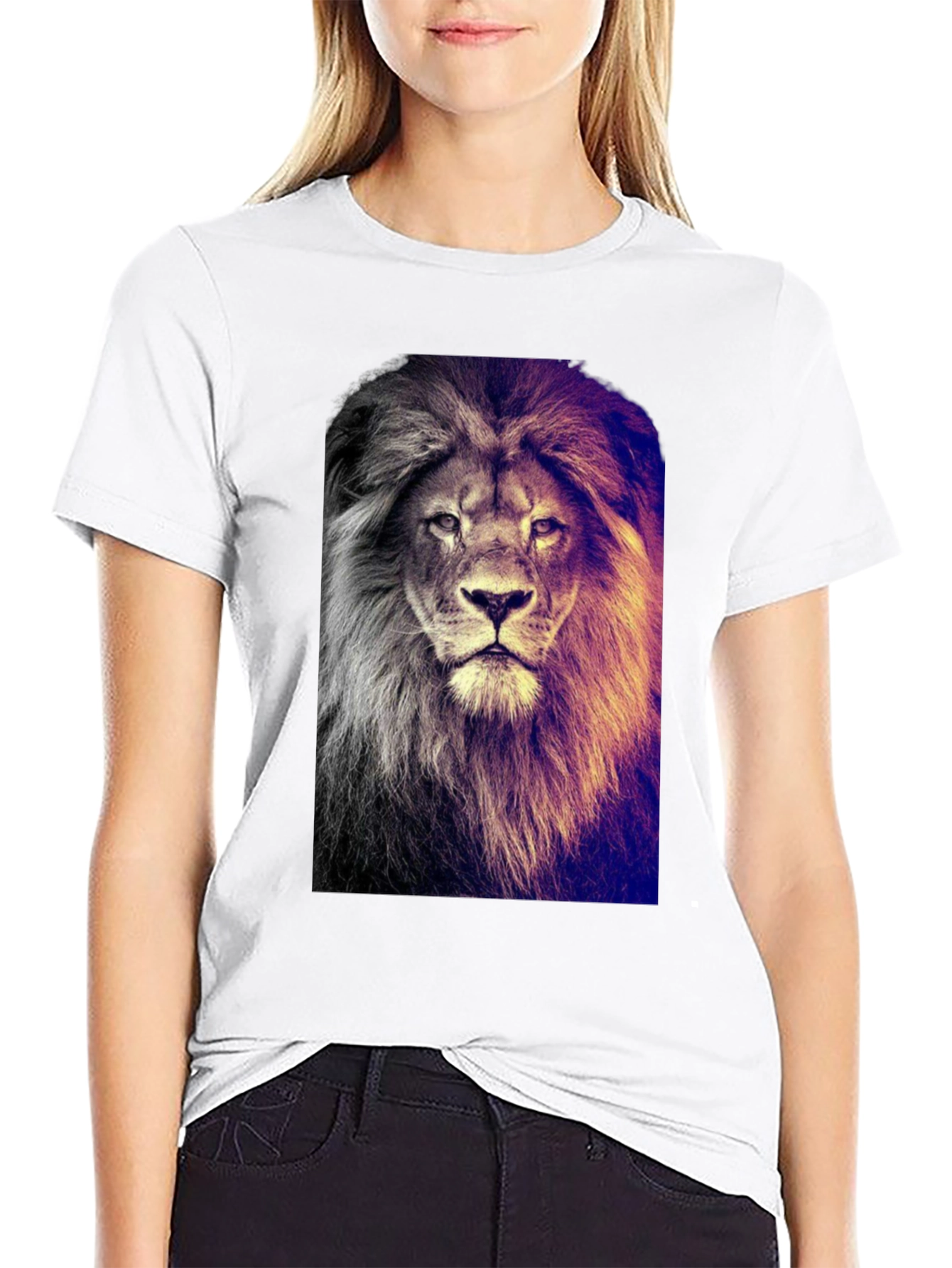 Lion Graphic Print Black T-Shirt