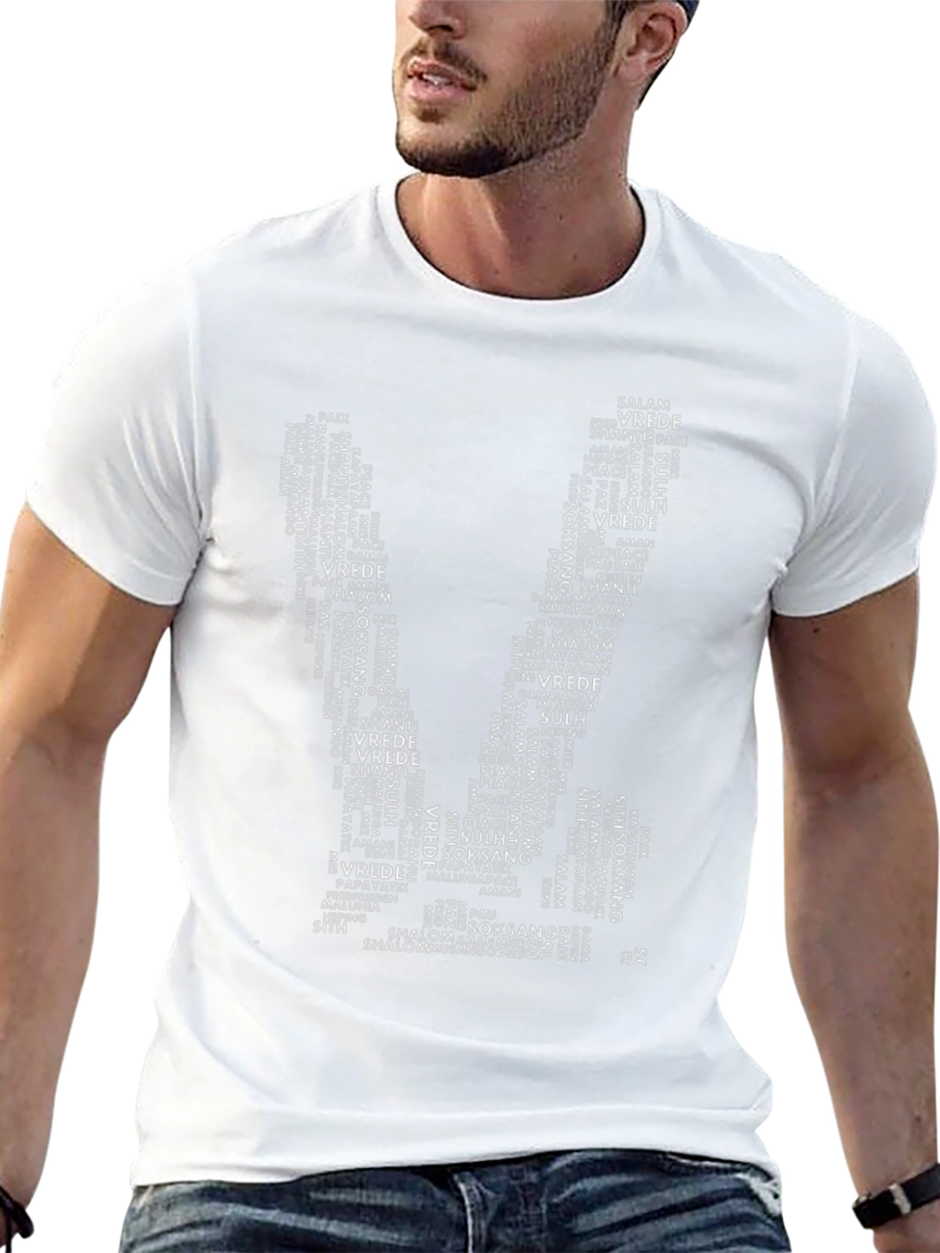 Peace Word Art T-Shirt - Black
