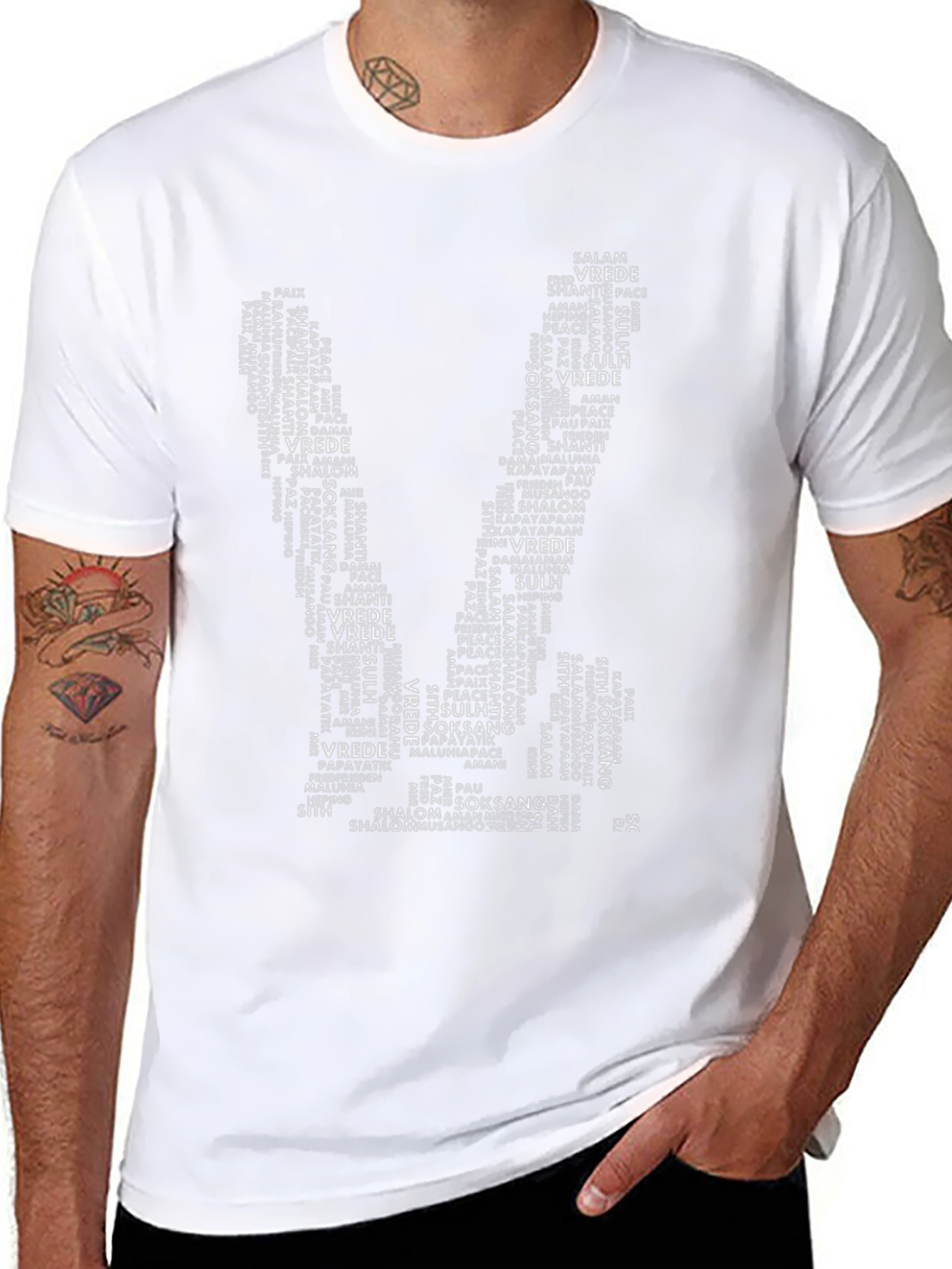 Peace Word Art T-Shirt - Black