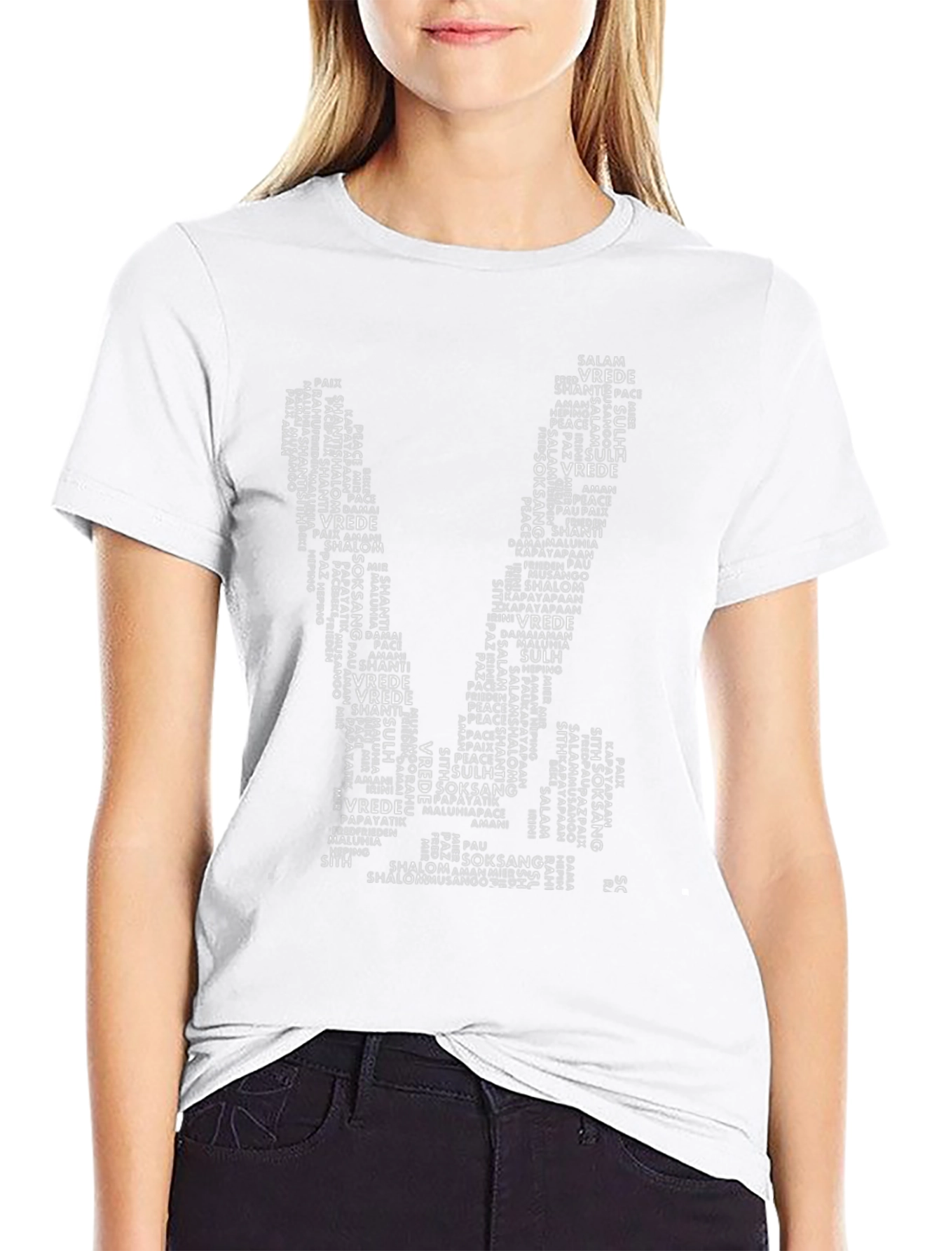 Peace Word Art T-Shirt - Black
