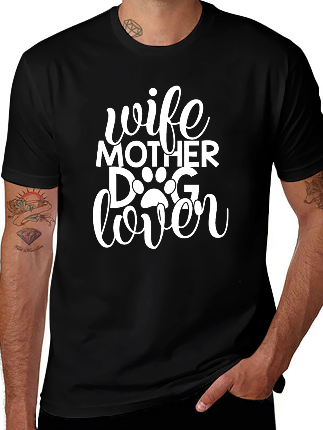 Wife Mother Dog Lover Black T-Shirt