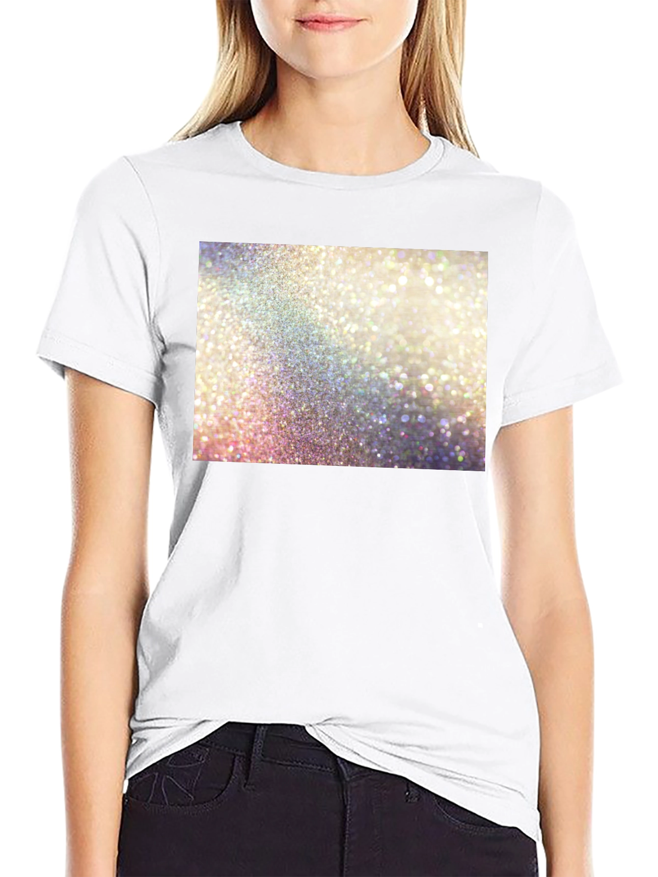 Sparkle Glitter Graphic Black T-Shirt