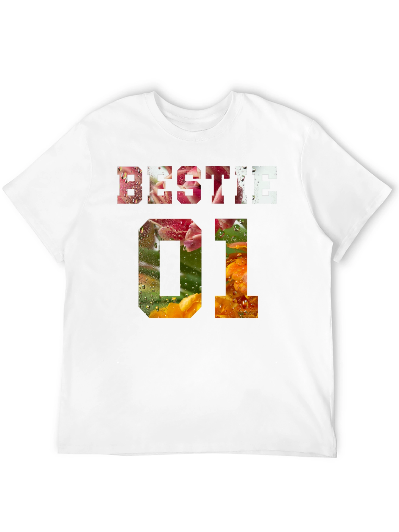 Bestie 01 Floral Print Black T-Shirt