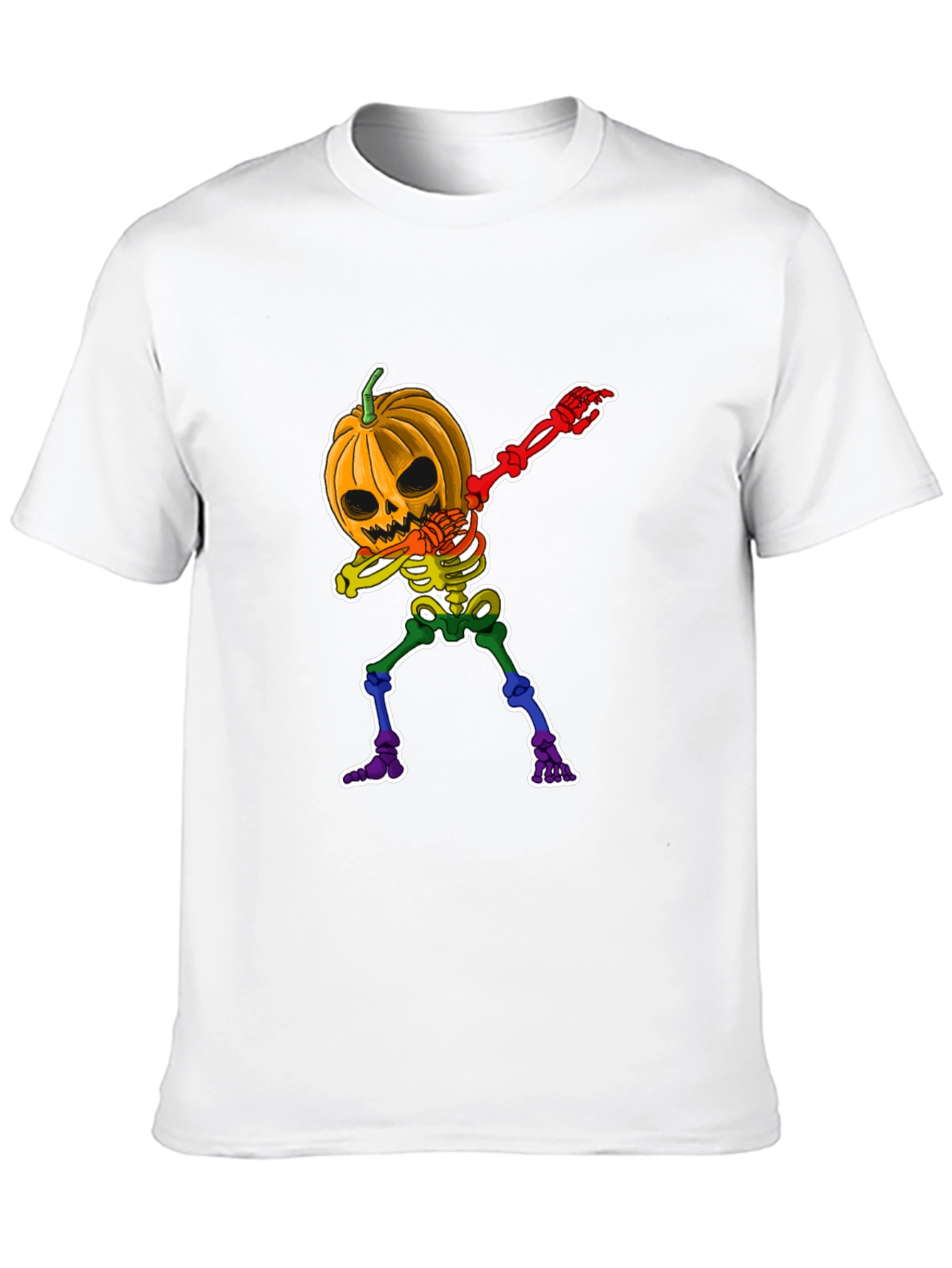 Dabbing Pumpkin Skeleton Halloween Graphic Tee