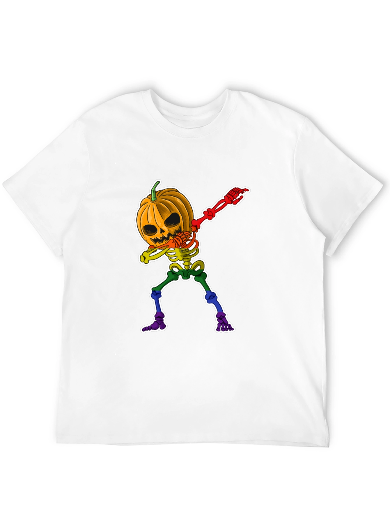 Dabbing Pumpkin Skeleton Halloween Graphic Tee
