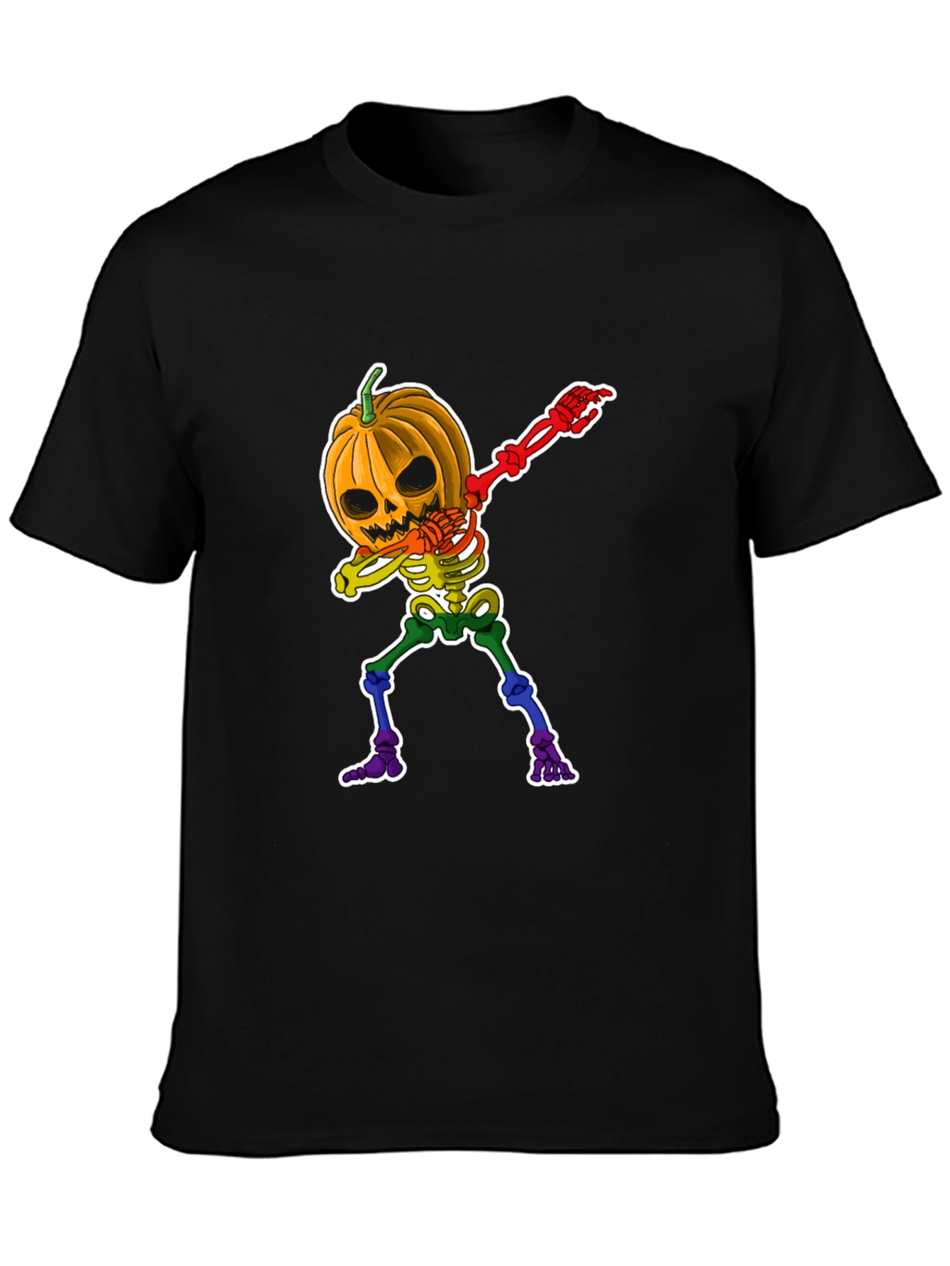 Dabbing Pumpkin Skeleton Halloween Graphic Tee
