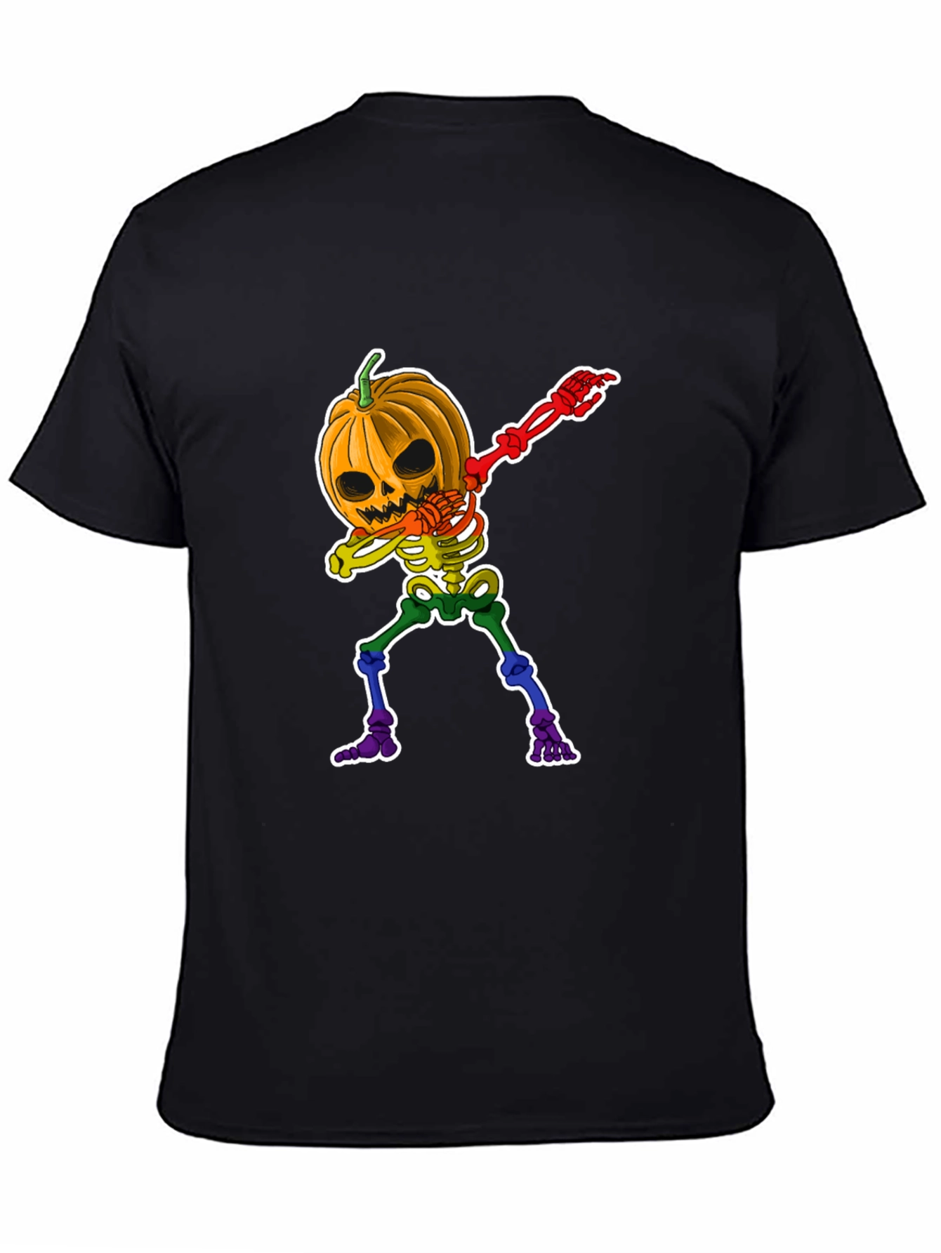 Dabbing Pumpkin Skeleton Halloween Graphic Tee