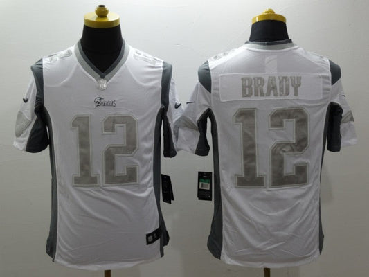 Men's New England Patriots Tom Brady #12 White Authentic Game Jerseys