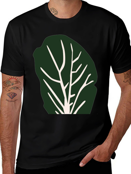 Leaf Print Black T-Shirt
