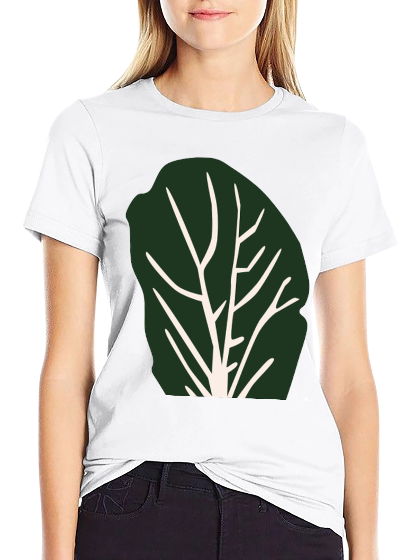 Leaf Print Black T-Shirt