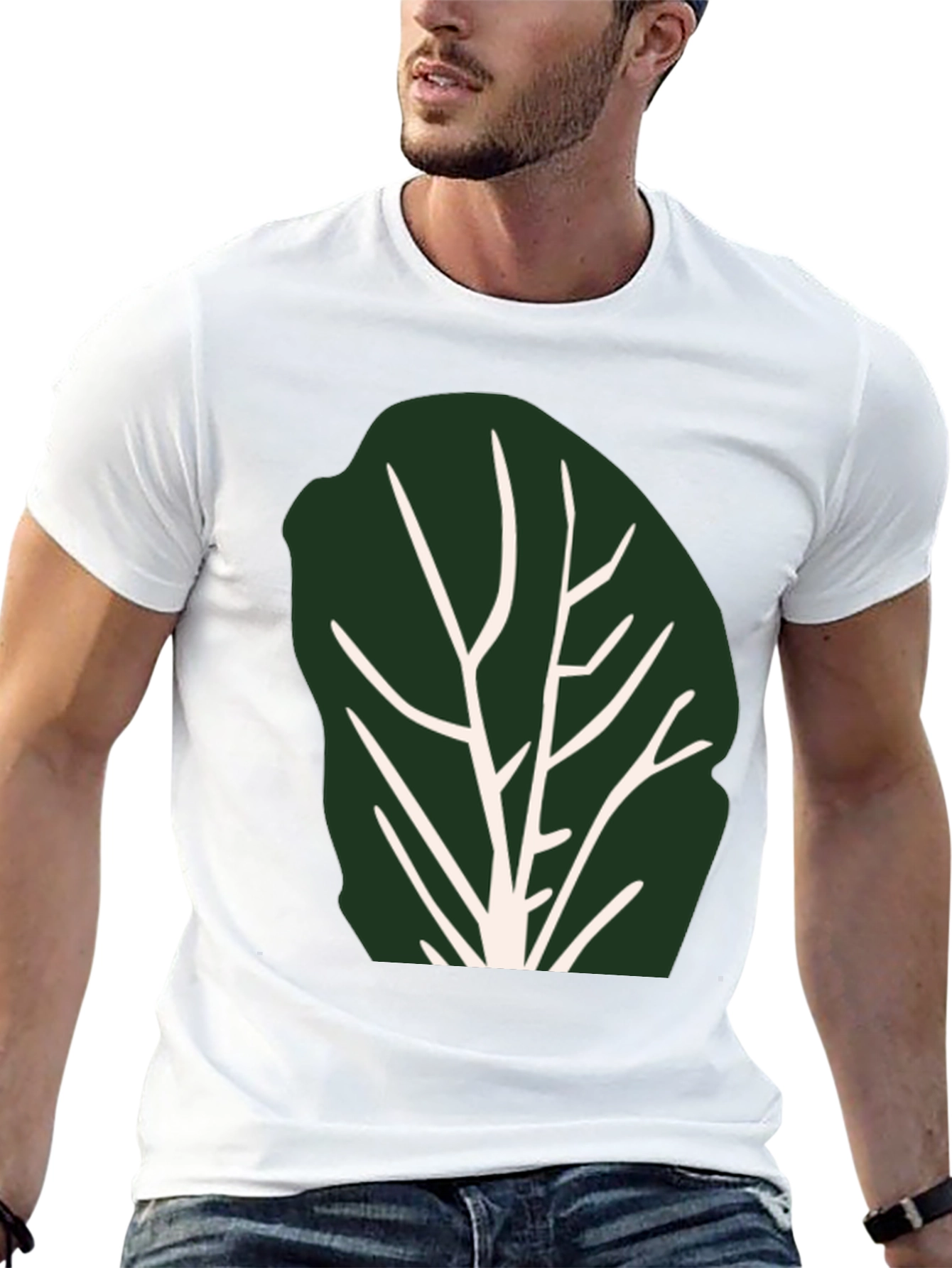 Leaf Print Black T-Shirt