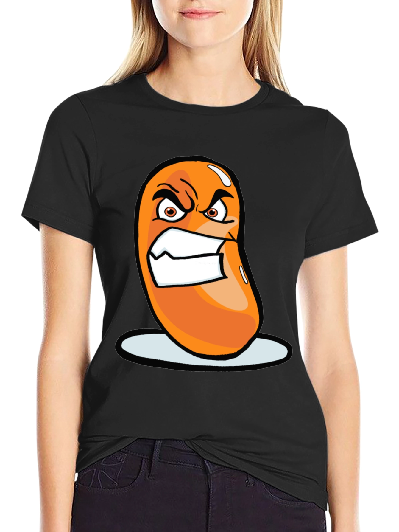 Angry Bean Graphic Tee - Funny Cartoon Shirt