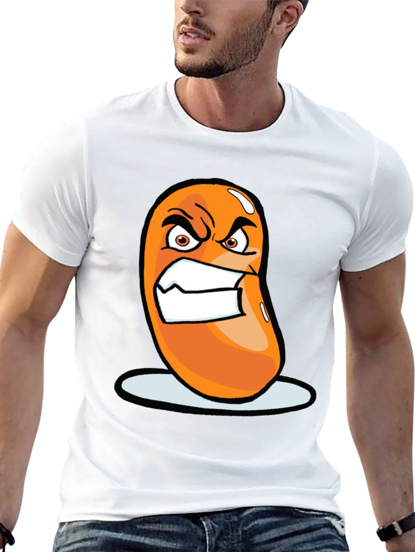 Angry Bean Graphic Tee - Funny Cartoon Shirt