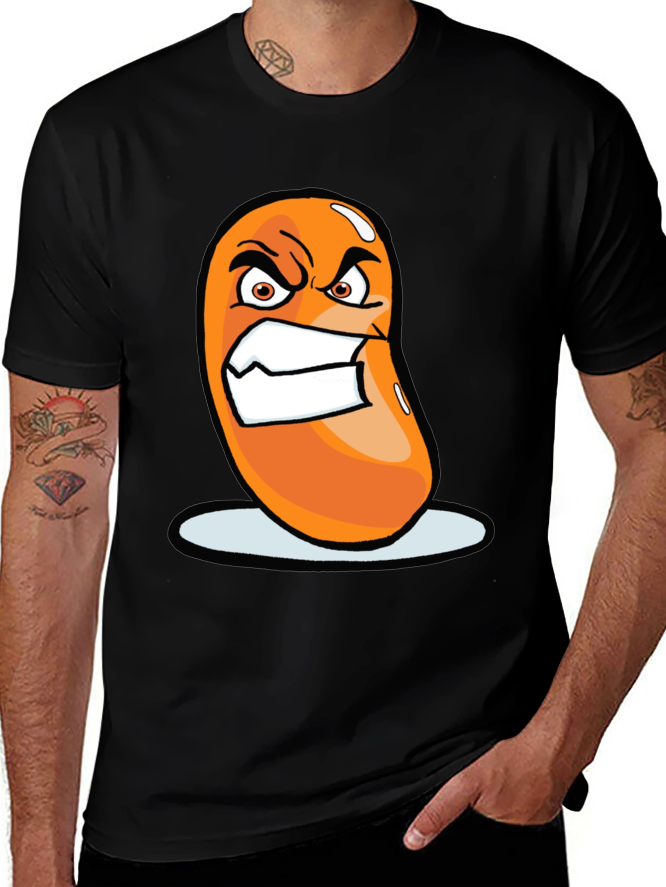 Angry Bean Graphic Tee - Funny Cartoon Shirt