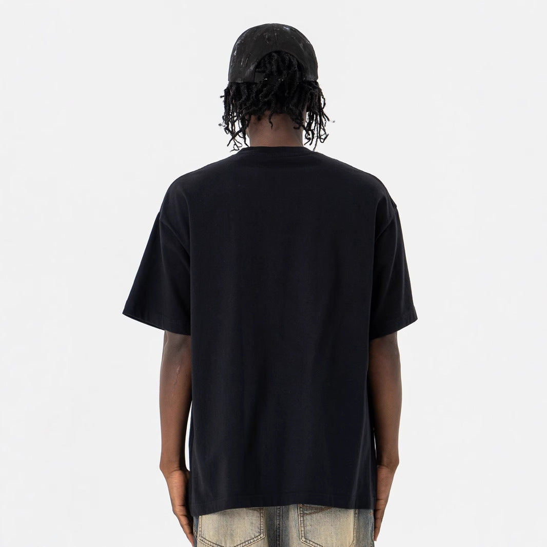 Short Sleeve Loose T-Shirt with Portrait and Letter Print